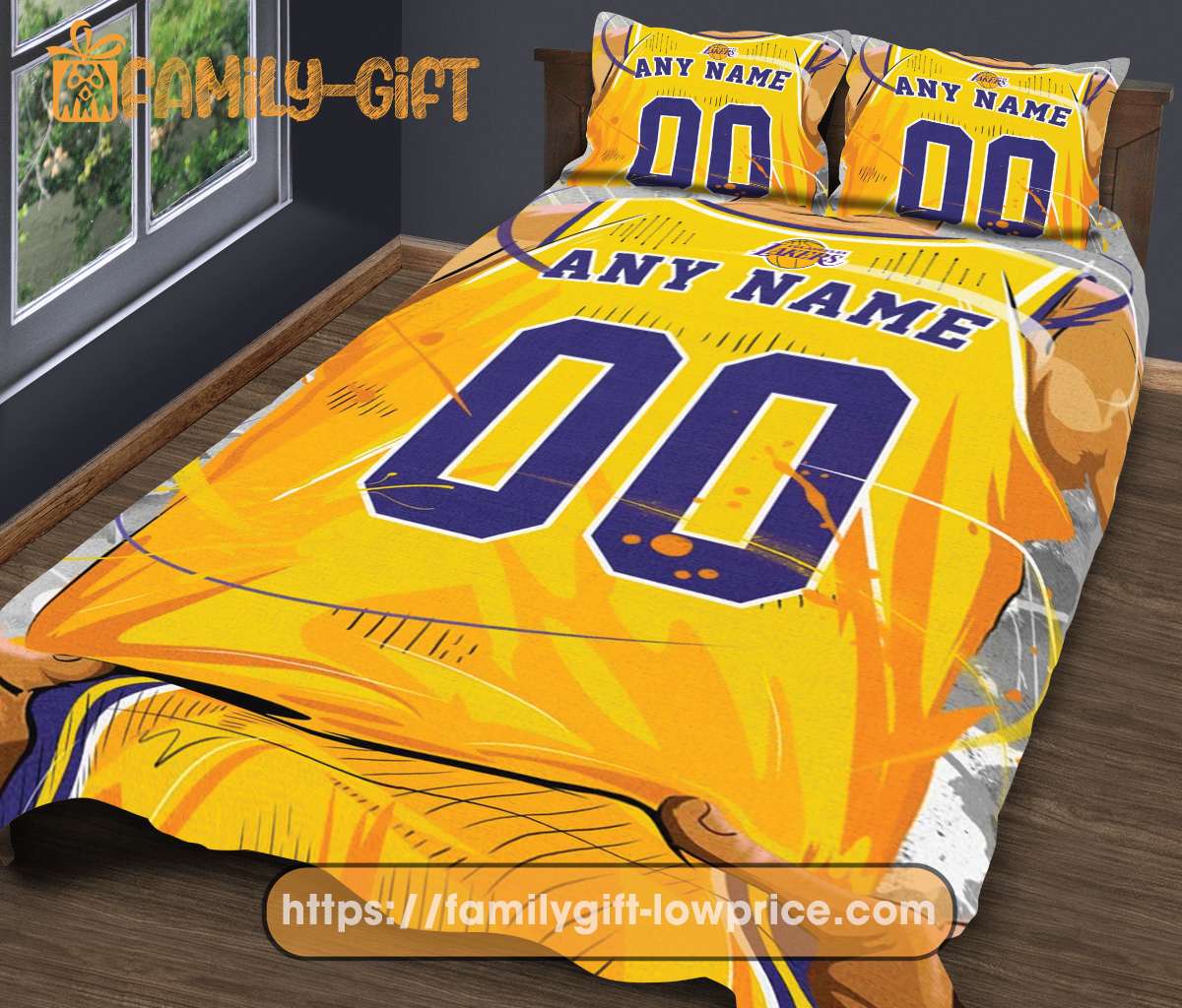 Custom Basketball Bedding NBA Los Angeles Lakers Jersey With Custom Name and Number - Premium Bedding