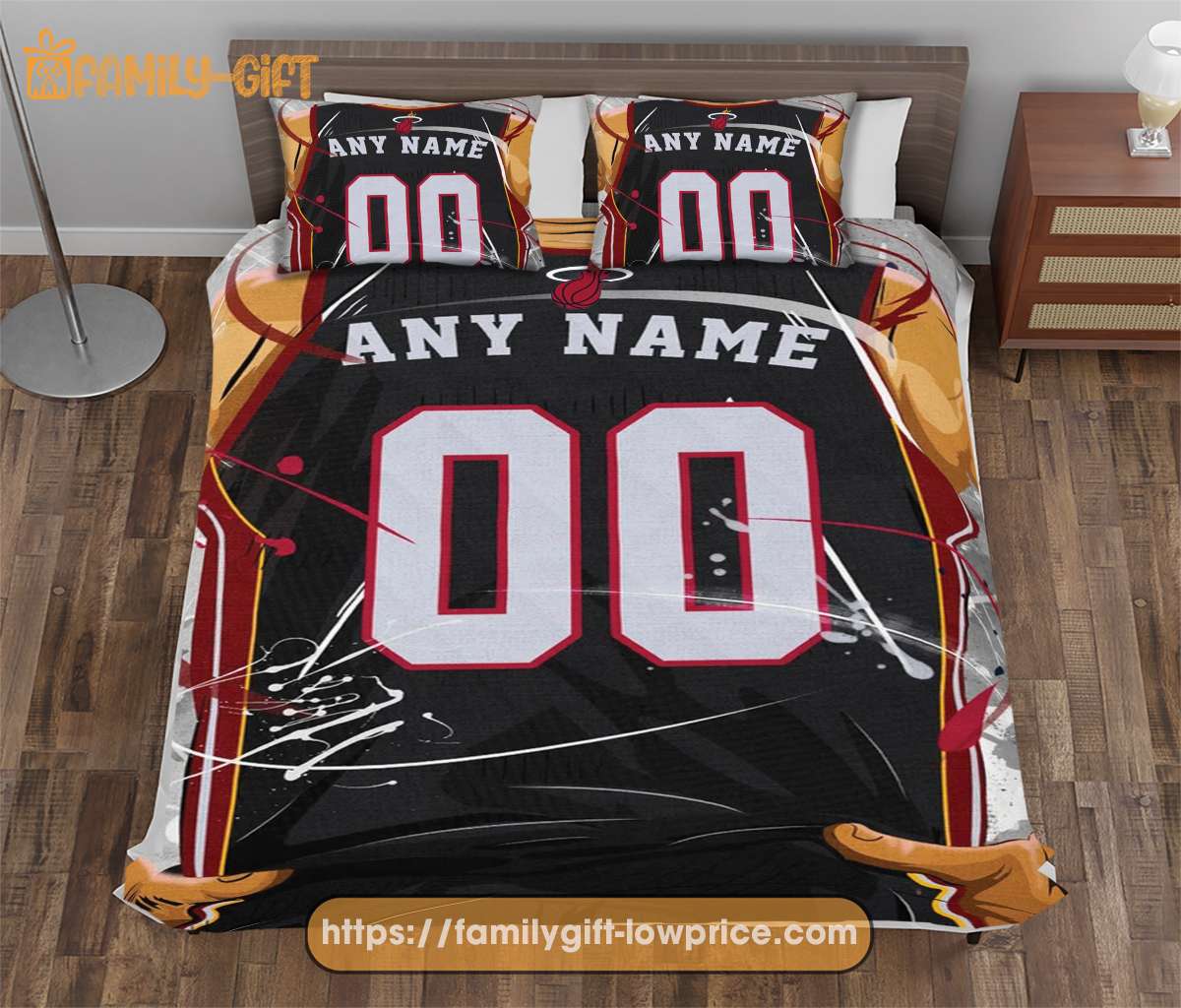 Custom Basketball Bedding NBA Miami Heat Jersey With Custom Name and Number - Premium Bedding