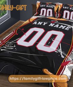 Custom Basketball Bedding NBA Miami Heat Jersey With Custom Name and Number - Premium Bedding