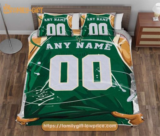 Custom Basketball Bedding NBA Milwaukee Bucks Jersey With Custom Name and Number – Premium Bedding