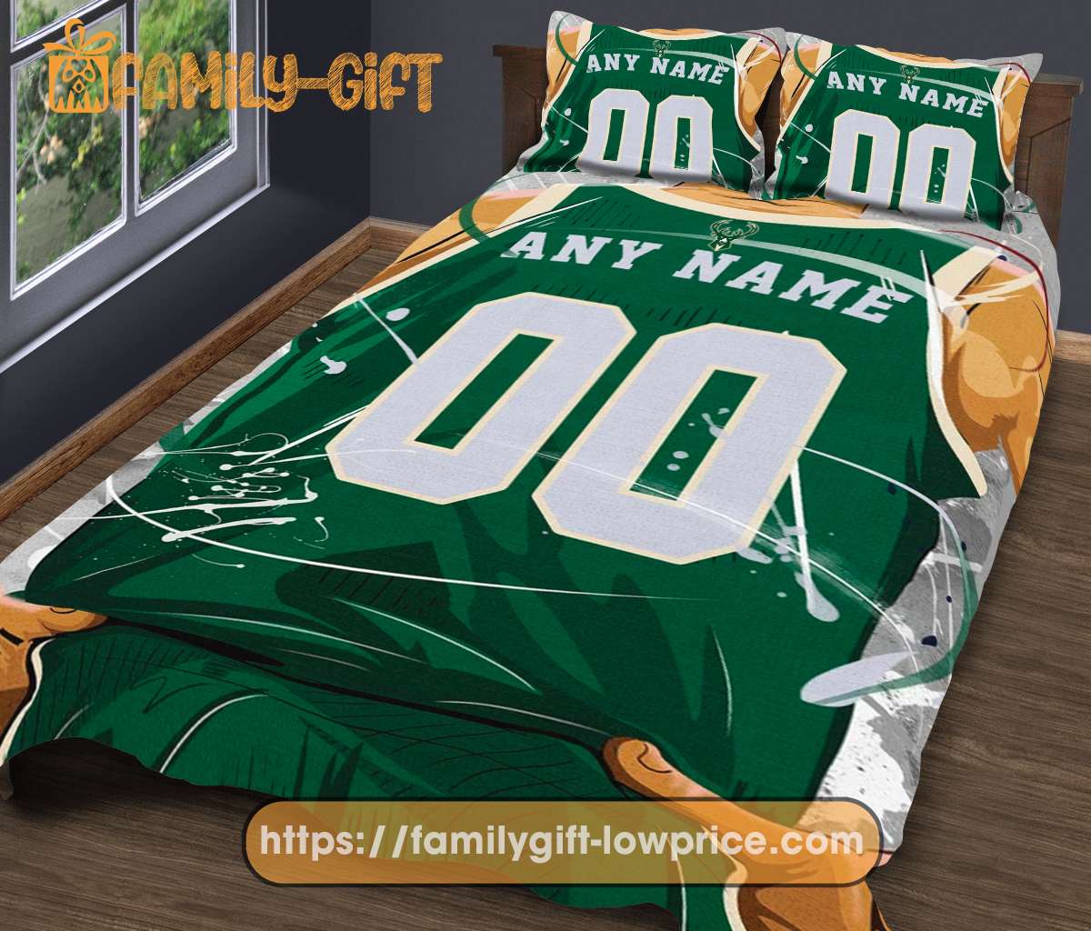 Custom Basketball Bedding NBA Milwaukee Bucks Jersey With Custom Name and Number - Premium Bedding