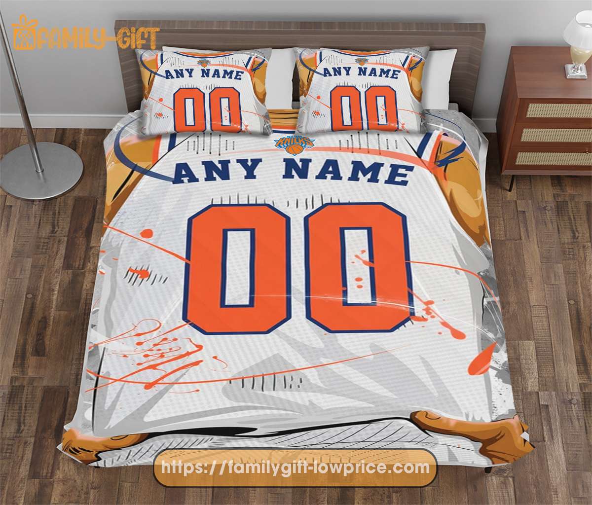 Custom Basketball Bedding NBA New York Knicks Jersey With Custom Name and Number - Premium Bedding