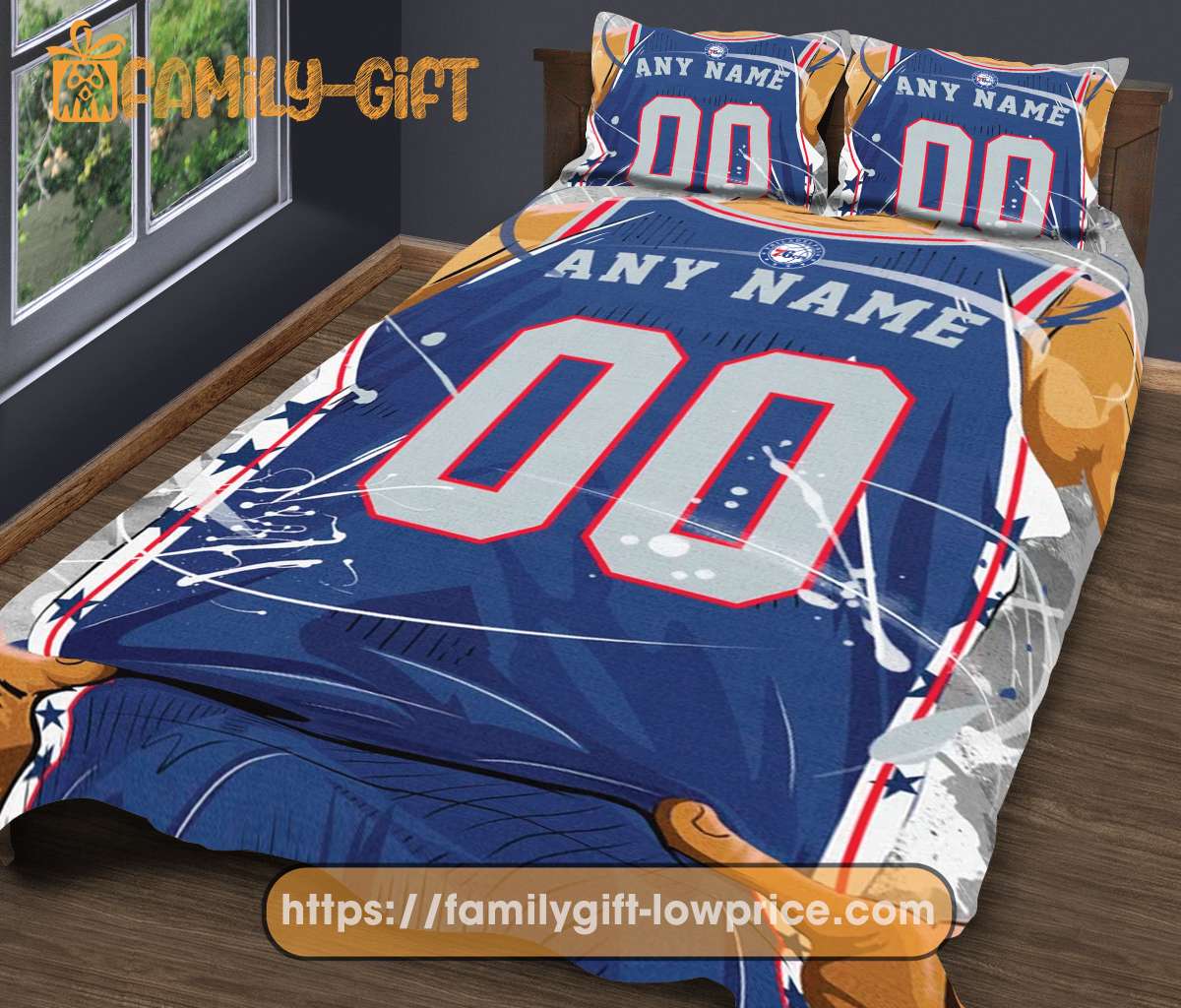 Custom Basketball Bedding NBA Philadelphia 76ers Jersey With Custom Name and Number - Premium Bedding