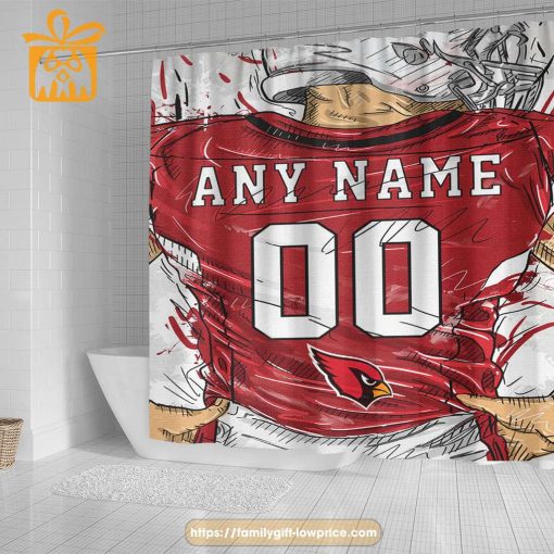 Arizona Cardinals Personalized Jersey Shower Curtains – Custom Gifts with Any Name and Number