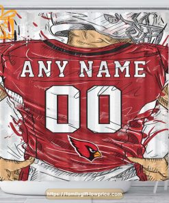Arizona Cardinals Personalized Jersey Shower Curtains - Custom Gifts with Any Name and Number