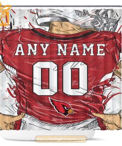 Arizona Cardinals Personalized Jersey Shower Curtains - Custom Gifts with Any Name and Number