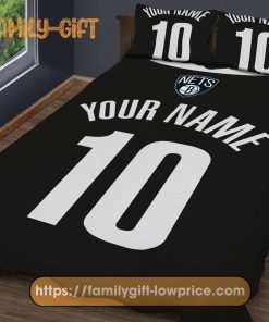 Brooklyn Nets Jersey NBA Basketball Bed, Cute Bed Sets Custom Name Number, Brooklyn Nets Gifts