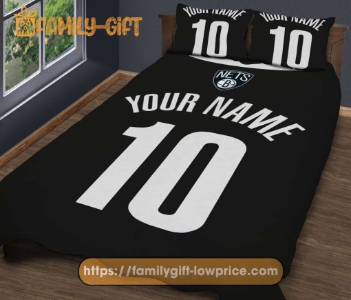 Brooklyn Nets Jersey NBA Basketball Bed, Cute Bed Sets Custom Name Number, Brooklyn Nets Gifts