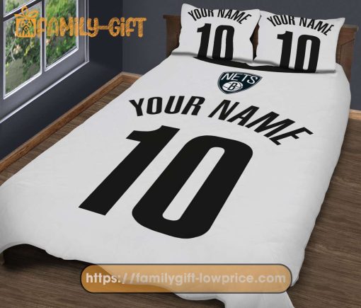 Brooklyn Nets Basketball Jerseys NBA Basketball Bed, Cute Bed Sets Custom Name Number, Brooklyn Nets Gifts