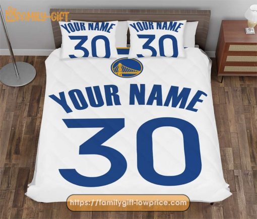 Golden State Warriors Basketball Jersey NBA Basketball Bed, Cute Bed Sets Custom Name Number, Golden State Warriors Gifts