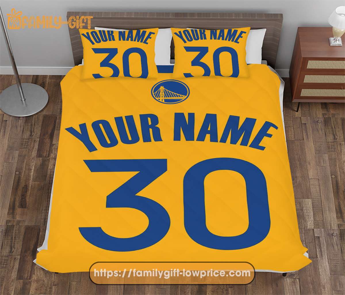 Golden State Warriors Jerseys NBA Basketball Bed, Cute Bed Sets Custom Name Number, Golden State Warriors Gifts