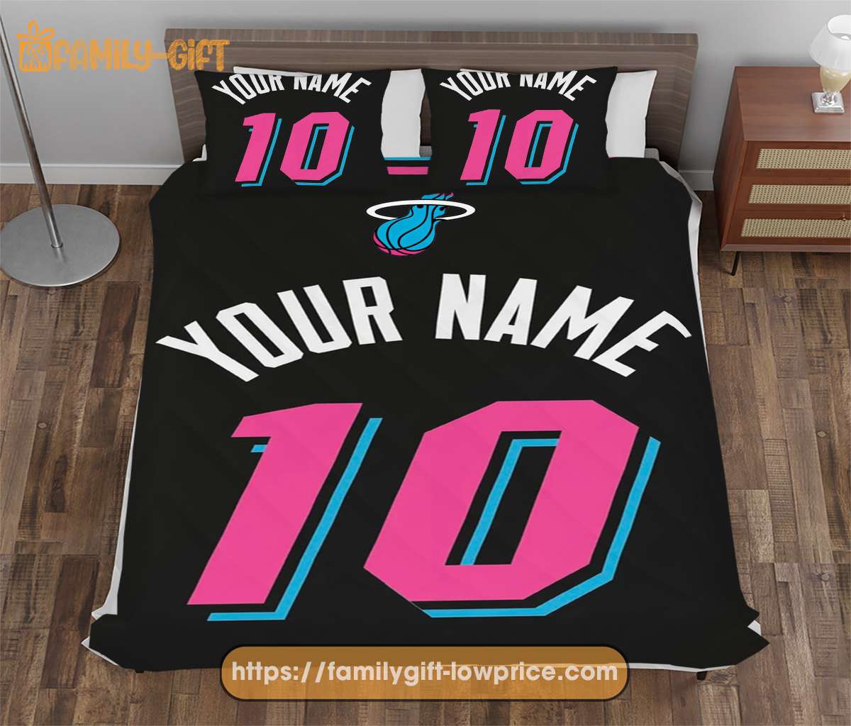 Personalize Your NBA Miami Heat Vice City Basketball Bedding with Your Name & Number – Premium Custom Bedding
