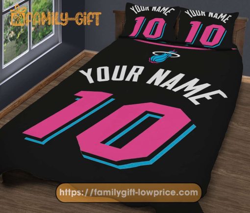 Personalize Your NBA Miami Heat Vice City Basketball Bedding with Your Name & Number – Premium Custom Bedding