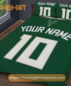Bucks Jersey Milwaukee NBA Basketball Bed, Cute Bed Sets Custom Name Number, Milwaukee Bucks Gift