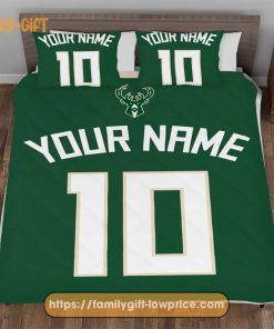 Personalize Your NBA Milwaukee Bucks Basketball Bedding with Your Name & Number – Premium Custom Bedding