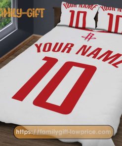 Houston Rockets Jerseys NBA Basketball Bed, Cute Bed Sets Custom Name Number, Houston Rockets Gifts