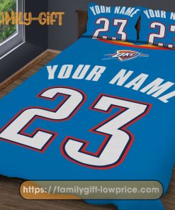 Oklahoma City Thunder Jersey NBA Basketball Bed, Cute Bed Sets Custom Name Number, Okc Thunder Gifts