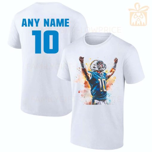 Personalized T Shirts Justin Herbert Chargers Best White NFL Shirt Custom Name and Number