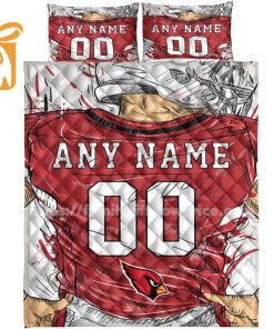 Arizona Cardinals Jersey Quilt Bedding Sets, Arizona Cardinals Gifts, Personalized NFL Jerseys with Your Name & Number 3