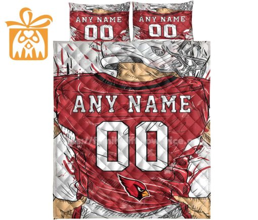 Arizona Cardinals Jersey Quilt Bedding Sets, Arizona Cardinals Gifts, Personalized NFL Jerseys with Your Name & Number