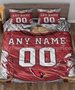 Arizona Cardinals Jersey Quilt Bedding Sets, Arizona Cardinals Gifts, Personalized NFL Jerseys with Your Name & Number
