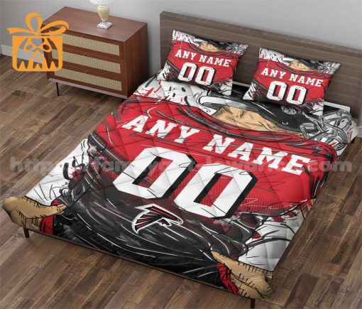 Atlanta Falcons Jerseys Quilt Bedding Sets, Atlanta Falcons Gifts, Personalized NFL Jerseys with Your Name & Number