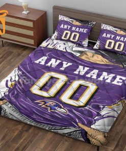 Baltimore Ravens Jerseys Quilt Bedding Sets, Ravens Gifts, Personalized NFL Jerseys with Your Name & Number 2