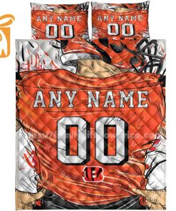 Cincinnati Bengals Jersey Quilt Bedding Sets, Bengals Gifts, Personalized NFL Jerseys with Your Name & Number 3
