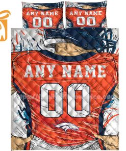 Denver Broncos Jerseys Quilt Bedding Sets, Denver Broncos Gifts, Personalized NFL Jerseys with Your Name & Number 3
