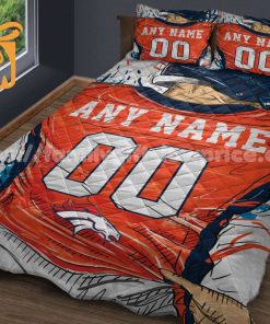 Denver Broncos Jerseys Quilt Bedding Sets, Denver Broncos Gifts, Personalized NFL Jerseys with Your Name & Number 1