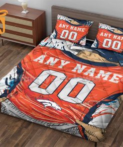 Denver Broncos Jerseys Quilt Bedding Sets, Denver Broncos Gifts, Personalized NFL Jerseys with Your Name & Number 2