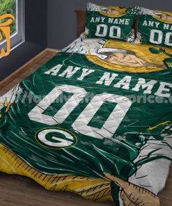 Green Bay Packers Jersey Quilt Bedding Sets, Green Bay Packers Gifts, Personalized NFL Jerseys with Your Name & Number 3