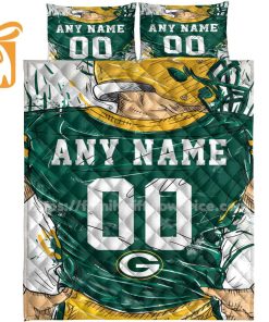 Personalized Green Bay Packers Jersey Quilt Bedding Set – Custom NFL Gift with Your Name & Number 1