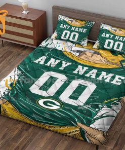 Green Bay Packers Jersey Quilt Bedding Sets, Green Bay Packers Gifts, Personalized NFL Jerseys with Your Name & Number 1