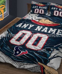 Houston Texans Jerseys Quilt Bedding Sets, Houston Texans Gifts, Personalized NFL Jerseys with Your Name & Number 1