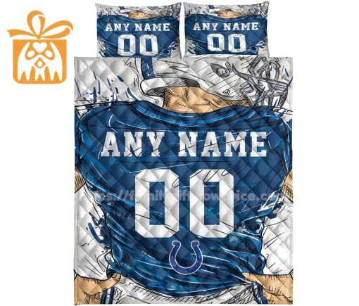 Indianapolis Colts Jersey Quilt Bedding Sets, Indianapolis Colts Gifts, Personalized NFL Jerseys with Your Name & Number
