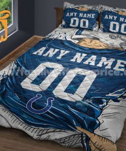 Indianapolis Colts Jersey Quilt Bedding Sets, Indianapolis Colts Gifts, Personalized NFL Jerseys with Your Name & Number 1