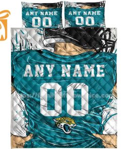 Jacksonville Jaguars Jerseys Quilt Bedding Sets, Jacksonville Jaguars Gifts, Personalized NFL Jerseys with Your Name & Number 2