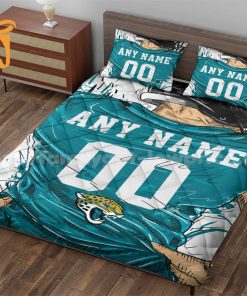 Jacksonville Jaguars Jerseys Quilt Bedding Sets, Jacksonville Jaguars Gifts, Personalized NFL Jerseys with Your Name & Number 1