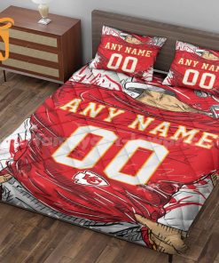 KC Chiefs Jerseys Quilt Bedding Sets, Chiefs Gifts for Fan, Personalized NFL Jerseys with Your Name & Number 2