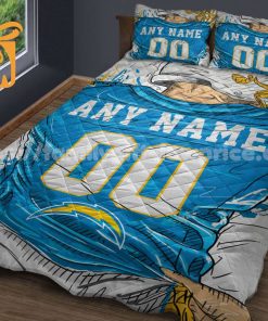Charger Jerseys Quilt Bedding Sets, Chargers Football Gifts, Personalized NFL Jerseys with Your Name & Number 3