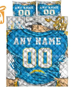 Charger Jerseys Quilt Bedding Sets, Chargers Football Gifts, Personalized NFL Jerseys with Your Name & Number 2