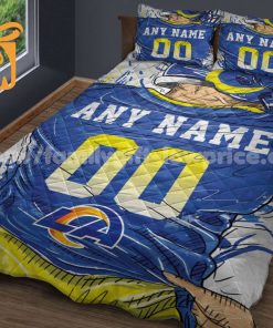 LA Rams Jersey Quilt Bedding Sets, Rams Gifts, Personalized NFL Jerseys with Your Name & Number 3