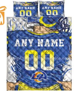 LA Rams Jersey Quilt Bedding Sets, Rams Gifts, Personalized NFL Jerseys with Your Name & Number 2