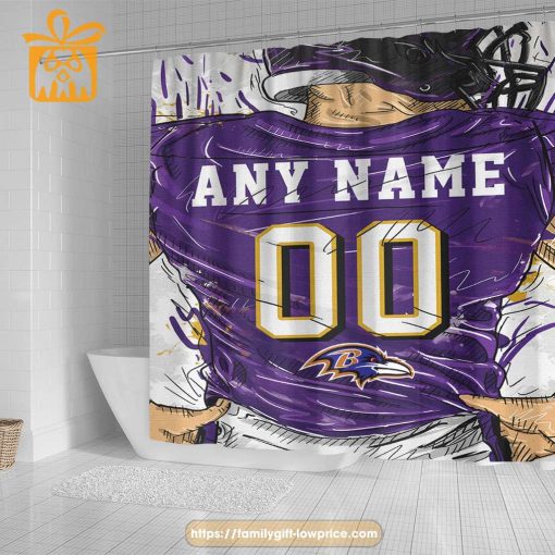 Baltimore Ravens Personalized Jersey Shower Curtains – Custom Gifts with Any Name and Number