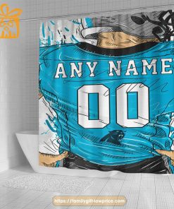 Carolina Panthers Personalized Jersey Shower Curtains - Custom Gifts with Any Name and Number