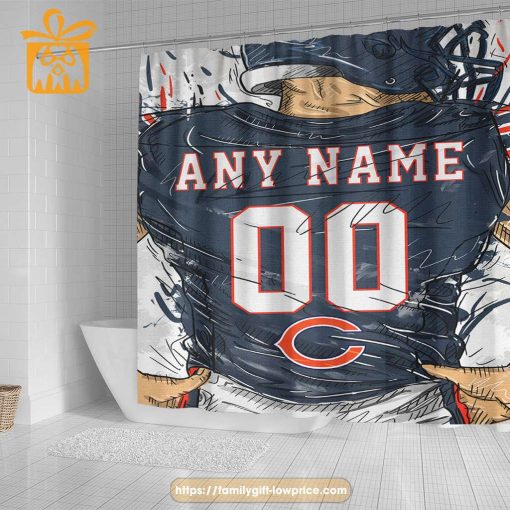 Chicago Bears Personalized Jersey Shower Curtains – Custom Gifts with Any Name and Number