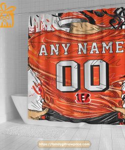 Cincinnati Bengals Personalized Jersey Shower Curtains - Custom Gifts with Any Name and Number