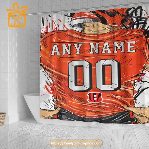Cincinnati Bengals Personalized Jersey Shower Curtains – Custom Gifts with Any Name and Number