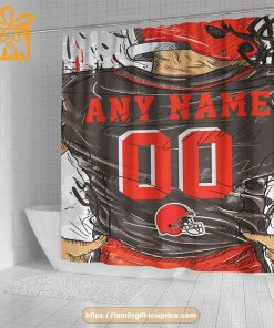 Cleveland Browns Personalized Jersey Shower Curtains – Custom Gifts with Any Name and Number